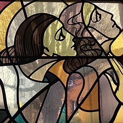 Teil eines bleiverglasten Fensters in St. Barbara